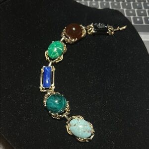 Elegant Vintage Multi-Stone Gold Bracelet